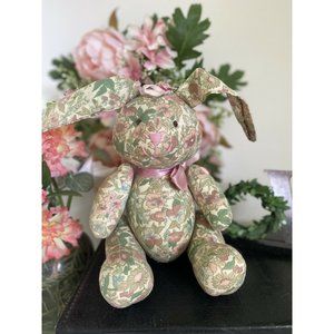 Vintage 1979 Russ Floral Easter Rabbit Bunny Plush Poseable Pastel Color Bow 11"